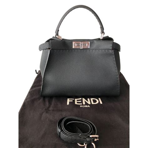 black leather fendi purse|preowned Fendi bag.